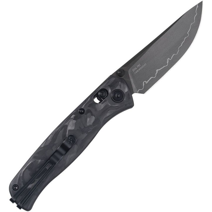 Couteau SRM Medal 255L-CB2 Lame Acier Laminé 140Cr Manche Fibre de Carbone Axis Lock Ambi Clip SRM255LFB2 - Livraison Gratuite