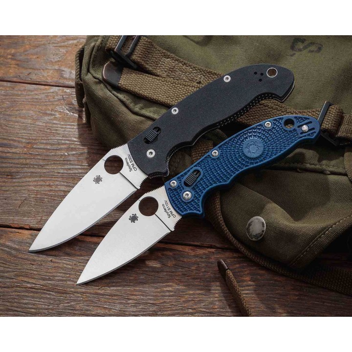 Couteau Spyderco Manix 2 Lightweight Lame Acier CPM-S110V Manche FRN Bleu Ball Bearing Lock USA SC101PDBL2 - Livraison Gratuite