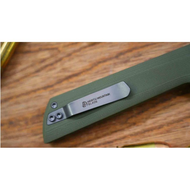 Couteau North Mountain Blade Lame TANTO Acier SLD-Magic San Mai Manche G10 Green Button Lock NMB2406G - Livraison Gratuite