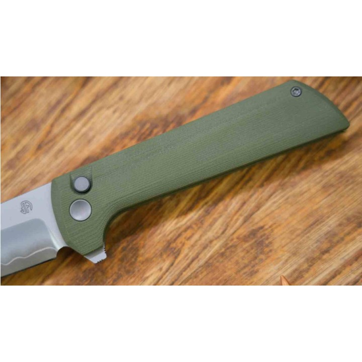 Couteau North Mountain Blade Lame TANTO Acier SLD-Magic San Mai Manche G10 Green Button Lock NMB2406G - Livraison Gratuite