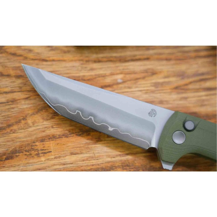 Couteau North Mountain Blade Lame TANTO Acier SLD-Magic San Mai Manche G10 Green Button Lock NMB2406G - Livraison Gratuite