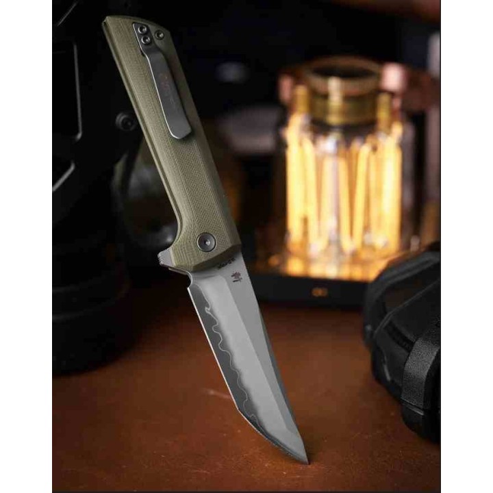 Couteau North Mountain Blade Lame TANTO Acier SLD-Magic San Mai Manche G10 Green Button Lock NMB2406G - Livraison Gratuite