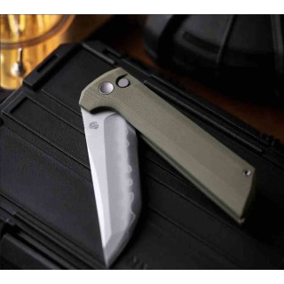 Couteau North Mountain Blade Lame TANTO Acier SLD-Magic San Mai Manche G10 Green Button Lock NMB2406G - Livraison Gratuite