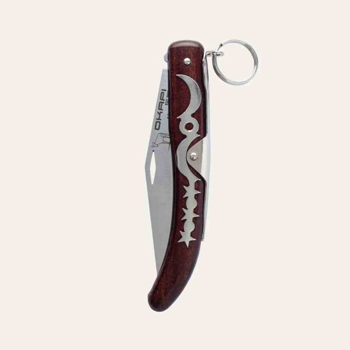 Couteau Okapi Lame Acier Carbone 1075 Manche Bois Système à Anneau South Africa KO02560- Livraison Gratuite