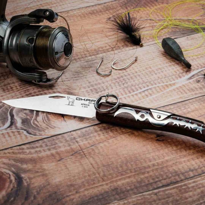Couteau Okapi Lame Acier Carbone 1075 Manche Bois Système à Anneau South Africa KO02560- Livraison Gratuite