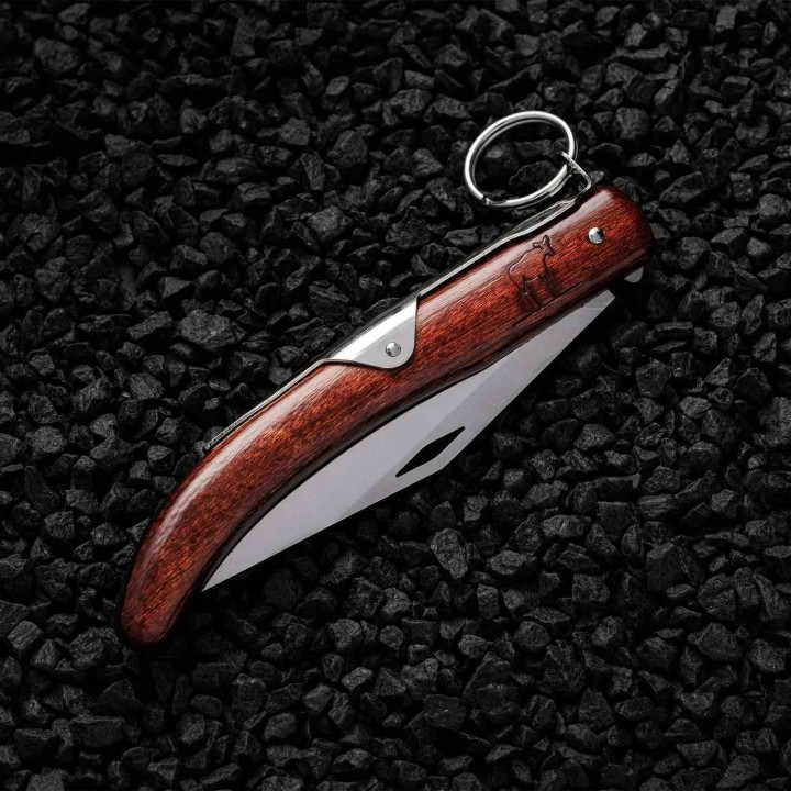 Couteau Okapi Lame Acier Carbone 1075 Manche Bois Système à Anneau South Africa KO02560- Livraison Gratuite