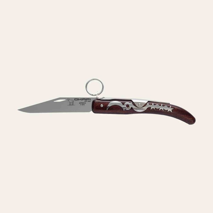 Couteau Okapi Lame Acier Carbone 1075 Manche Bois Système à Anneau South Africa KO02560- Livraison Gratuite