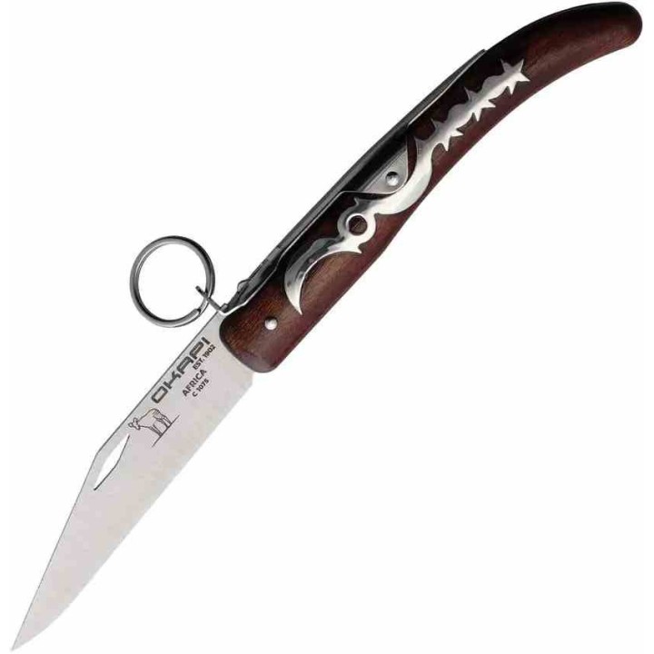 Couteau Okapi Lame Acier Carbone 1075 Manche Bois Système à Anneau South Africa KO02560- Livraison Gratuite