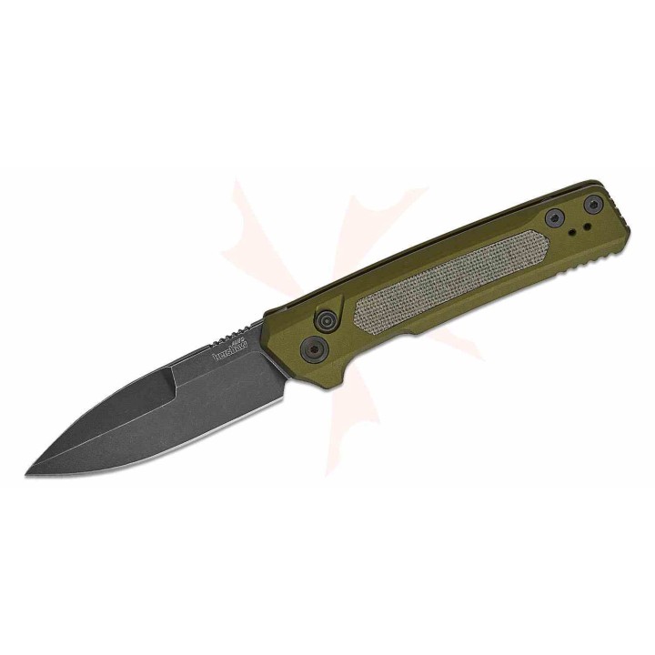 Couteau Automatique Kershaw Launch 22 Lame Acier CPM-MagnaCut Manche Green Alu/Micarta Button Lock USA KS7205 - Livraison Gratui
