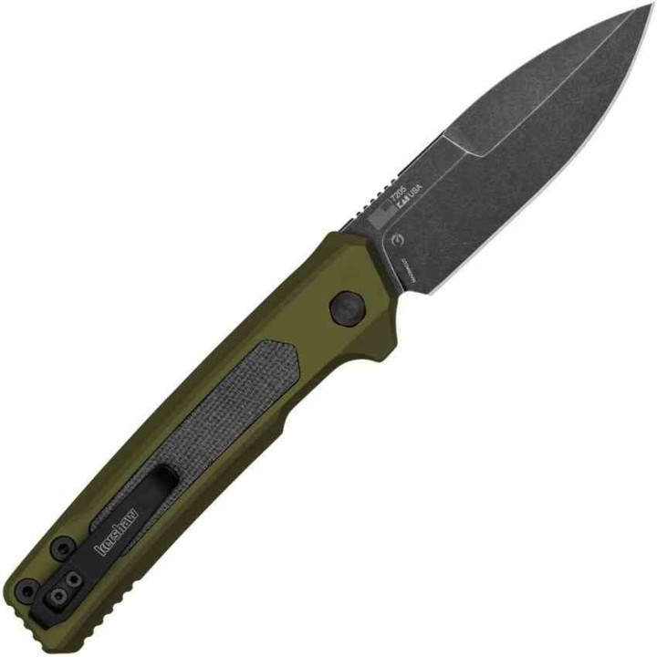 Couteau Automatique Kershaw Launch 22 Lame Acier CPM-MagnaCut Manche Green Alu/Micarta Button Lock USA KS7205 - Livraison Gratui
