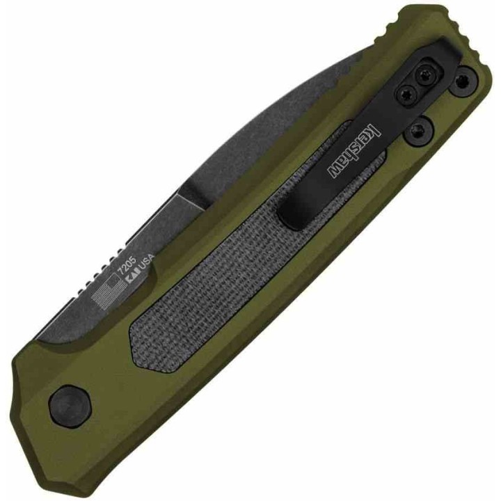 Couteau Automatique Kershaw Launch 22 Lame Acier CPM-MagnaCut Manche Green Alu/Micarta Button Lock USA KS7205 - Livraison Gratui