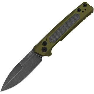 Couteau Automatique Kershaw Launch 22 Lame Acier CPM-MagnaCut Manche Green Alu/Micarta Button Lock USA KS7205 - Livraison Gratui