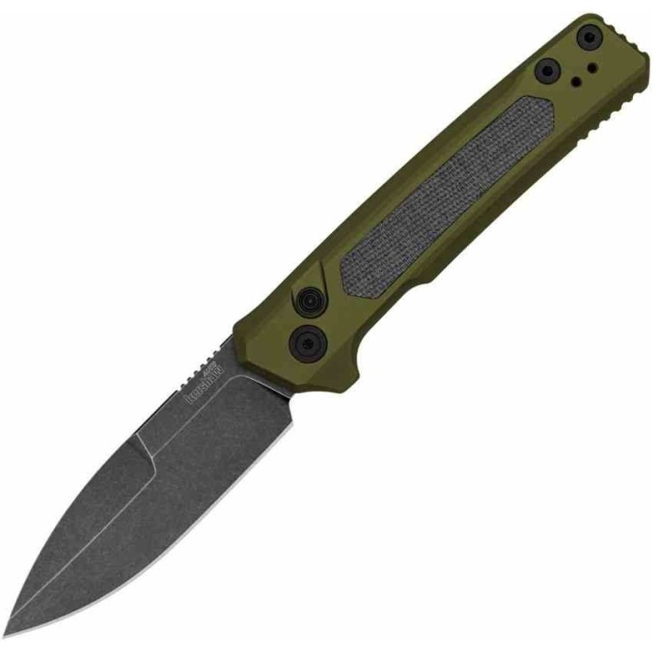 Couteau Automatique Kershaw Launch 22 Lame Acier CPM-MagnaCut Manche Green Alu/Micarta Button Lock USA KS7205 - Livraison Gratui