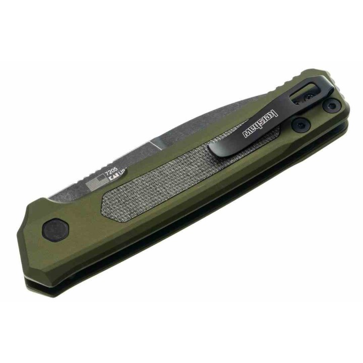 Couteau Automatique Kershaw Launch 22 Lame Acier CPM-MagnaCut Manche Green Alu/Micarta Button Lock USA KS7205 - Livraison Gratui