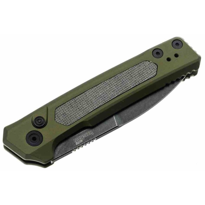 Couteau Automatique Kershaw Launch 22 Lame Acier CPM-MagnaCut Manche Green Alu/Micarta Button Lock USA KS7205 - Livraison Gratui