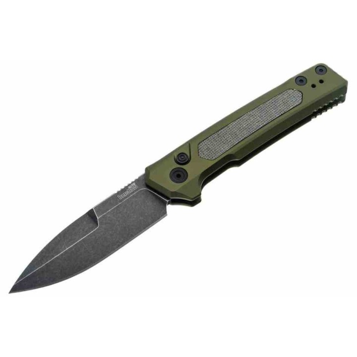 Couteau Automatique Kershaw Launch 22 Lame Acier CPM-MagnaCut Manche Green Alu/Micarta Button Lock USA KS7205 - Livraison Gratui