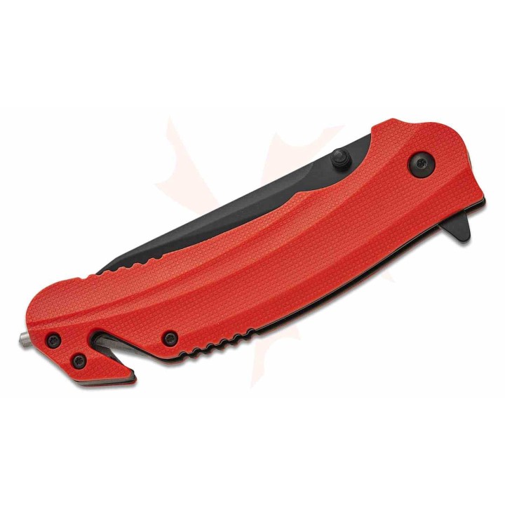 Couteau A/O Kershaw Barricade Lame Acier 8Cr13MoV Manche Orange GFN Coupe Ceintures Brise Vitres KS8650ST - Livraison Gratuite