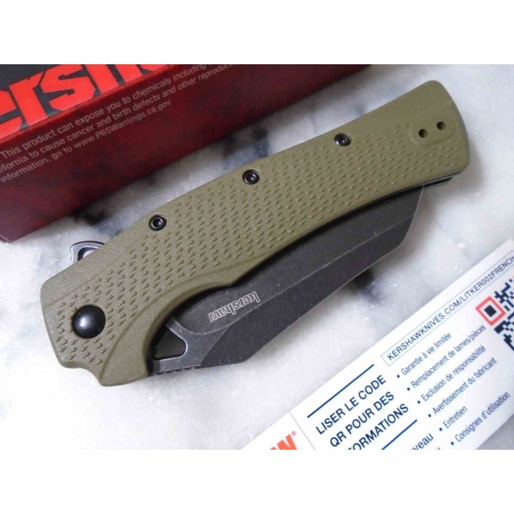 Couteau A/O Kershaw Dawnstar Lame Acier 8Cr13MoV Manche Olive GFN Liner Lock Clip KS1423OL - Livraison Gratuite