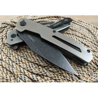 Couteau A/O Kershaw Flyby Lame Acier D2 Black Manche Acier Gris Frame Lock KS1404X - Livraison Gratuite