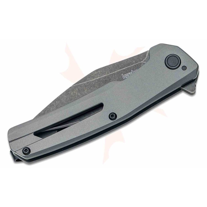 Couteau A/O Kershaw Flyby Lame Acier D2 Black Manche Acier Gris Frame Lock KS1404X - Livraison Gratuite