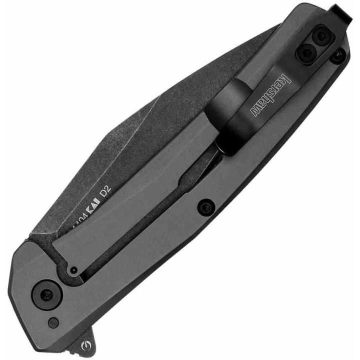 Couteau A/O Kershaw Flyby Lame Acier D2 Black Manche Acier Gris Frame Lock KS1404X - Livraison Gratuite