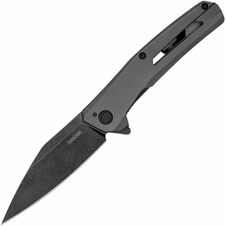 Couteau A/O Kershaw Flyby Lame Acier D2 Black Manche Acier Gris Frame Lock KS1404X - Livraison Gratuite