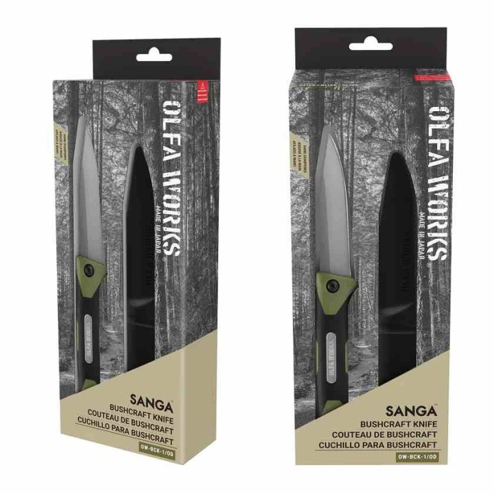 Couteau OLFA WORKS SANGA Bushcraft Lame Acier 13Cr Manche & Etui Polypropylène Made Japan OWBCK1OD Livraison Gratuite