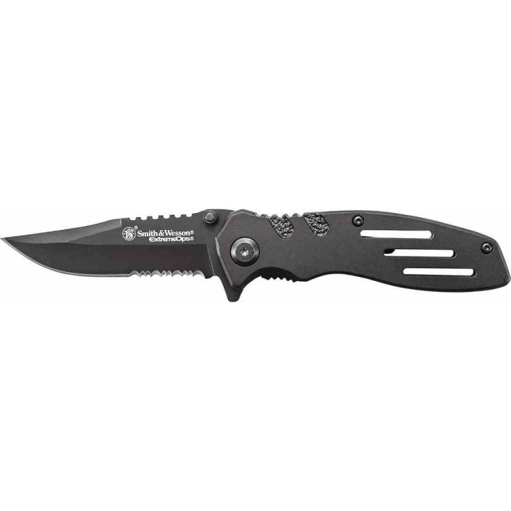 Couteau Smith&Wesson Extreme Ops Acier Carbone/Inox Manche Aluminium Linerlock SWA24S - Livraison Gratuite
