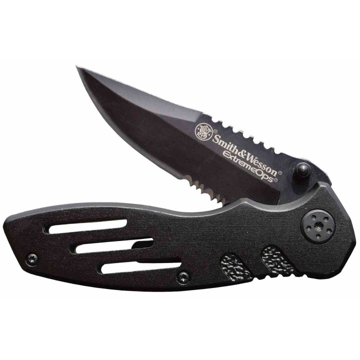 Couteau Smith&Wesson Extreme Ops Acier Carbone/Inox Manche Aluminium Linerlock SWA24S - Livraison Gratuite