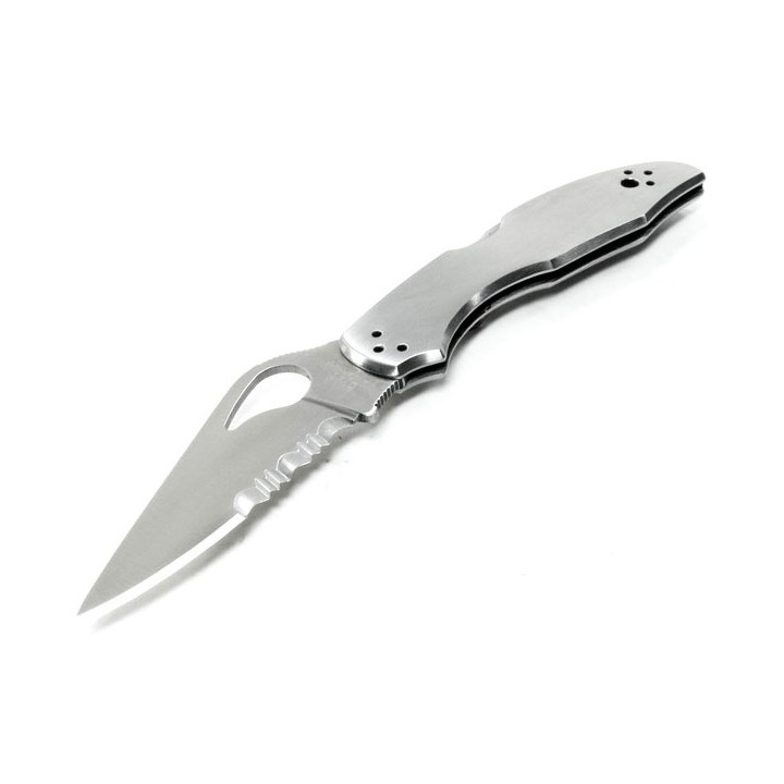 Couteau Spyderco Byrd Meadowlark2 Knife Stainless Handle Serrated Acier 8Cr13Mov BY04PS2