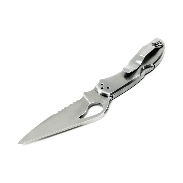 Couteau Spyderco Byrd Meadowlark2 Knife Stainless Handle Serrated Acier 8Cr13Mov BY04PS2