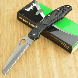 Couteau Spyderco Byrd Cara Cara 2 Rescue Lame Acier 8Cr13MoV Serrated Manche FRN BY17SBK2 - Livraison Gratuite