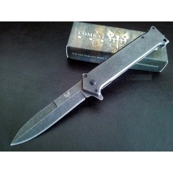 Couteau Combat Ready Stiletto Linerlock Lame Acier 440 Manche Acier CBR345 - Livraison Gratuite