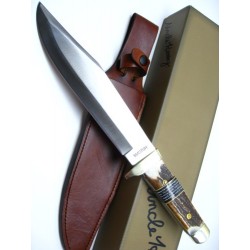 Couteau De Chasse Bowie Schrade Uncle Henry Acier 7Cr17MoV Manche Bois de Cerf Etui Cuir SCH184STUH - Livraison Gratuite