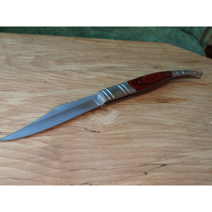 Couteau Navaja Spanish Style Lame Clip Point Acier Inox Manche Bois de Rose Slipjoint CN2106635 - Livraison Gratuite