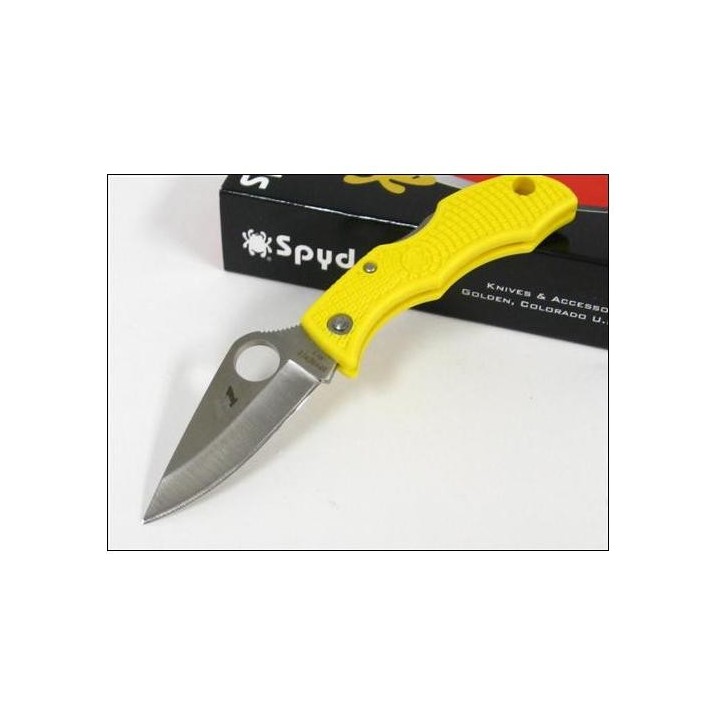 Couteau SPYDERCO LADYBUG 3 Yellow  SALT Acier H-1 Plain Made In Japan SCLYLP3