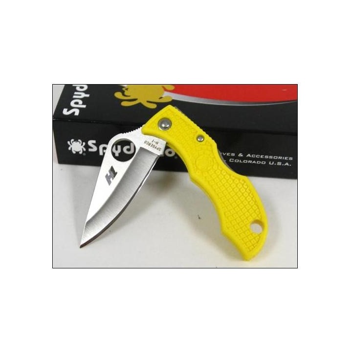 Couteau SPYDERCO LADYBUG 3 Yellow  SALT Acier H-1 Plain Made In Japan SCLYLP3
