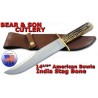 Couteau Bowie Bear & Son Lame Acier Carbone Manche Bois de Cerf Etui Cuir Made In USA BC502 - Livraison Gratuite