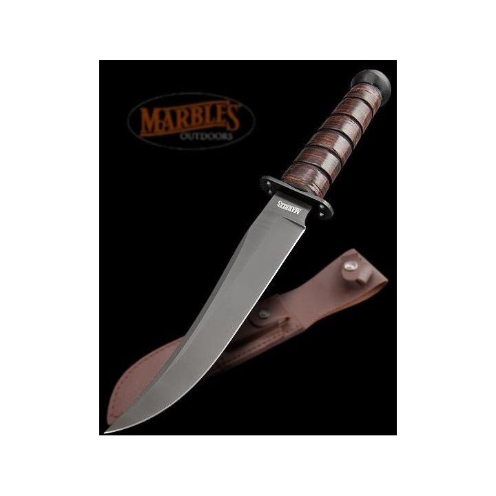 Poignard Couteau de Survie de Pilote Marbles Jet Pilot Bowie Acier 440 Manche Cuir MR246 - Livraison Gratuite