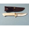 Couteau de Chasse Skinner Bushcraft Lame Acier Inox Manche Os Etui Cuir PA8010 - Livraison Gratuite