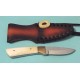 Couteau de Chasse Skinner Lame Acier Carbone/Inox Manche Os Etui Cuir PA7980 - Livraison Gratuite