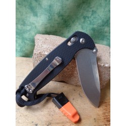 Couteau Ganzo Outdoor Lame Acier 440C Stonewash Manche G-10 Axis Lock Sifflet Détresse G7412BKWS - Livraison Gratuite