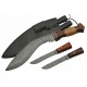 Couteau Kukri Damas Acier 256 Couches Manche Bois d'Olivier Etui Cuir 2 Petits Couteaux Damas DM1134 - Livraison Gratuite