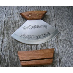 Couteau D'Esquineau Inuit ULU Lame Acier 440 Manche Bois Socle Bois RR851 - Livraison Gratuite