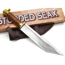 Couteau De Viking Seax Lame Acier Inox Manche Bois Etui Cuir PA3341 - Livraison Gratuite