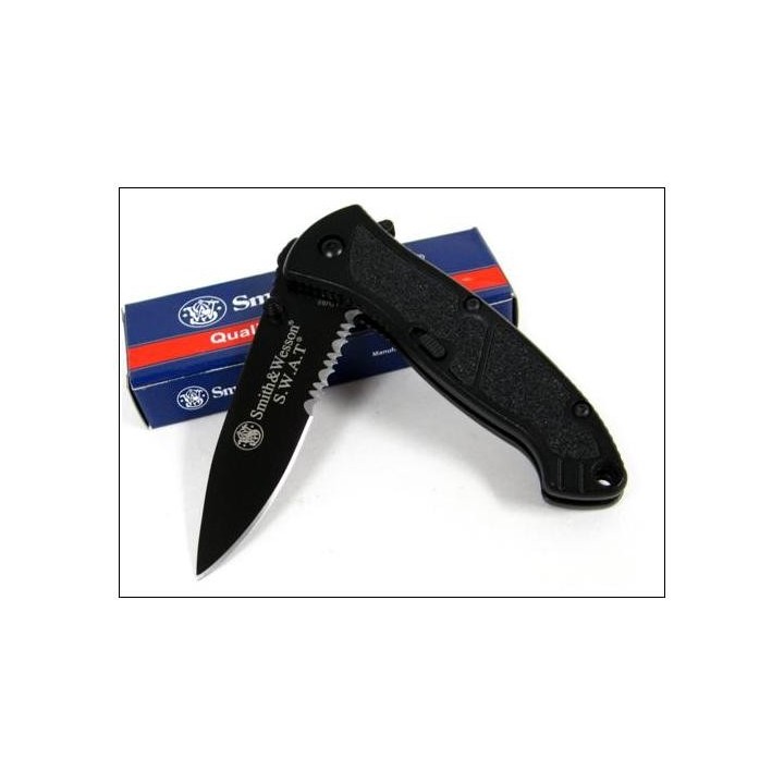 Couteau SMITH&WESSON SWAT S&W Black ASSISTED Opening A/O Acier 4034 SWATMBS - Livraison Gratuite