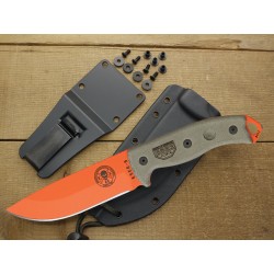 Couteau de Survie ESEE Model 5 Orange Lame Acier Carbone 1095 Manche Micarta Etui Kydex Made In USA ES5POG - Livraison Gratuite