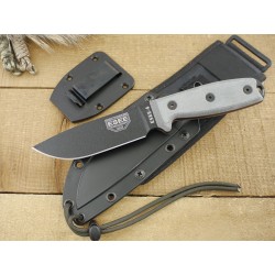 Couteau de Survie ESEE Model 4 Lame Acier 440C Manche Micarta Etui Kydex + Molle USA ES4PMBB - Livraison Gratuite