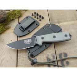 Couteau ESEE Model 3 Lame Carbone 1095 Serr Manche Micarta Etui Kydex USA ES3SB - Livraison Gratuite