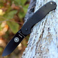 Couteau Esee Zancudo Carbon Fiber/G-10 Lame Acier D2 Black Framelock BRK1302CFB - Livraison Gratuite